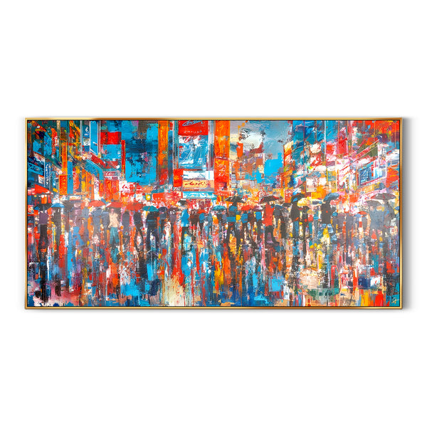 Colorful cityscape & figure painting CA#1153