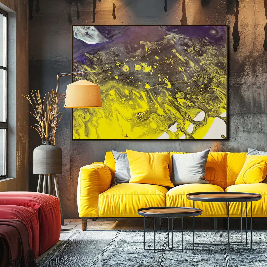 Yellow & black graffiti fluid art GA#011 - iHomeArt