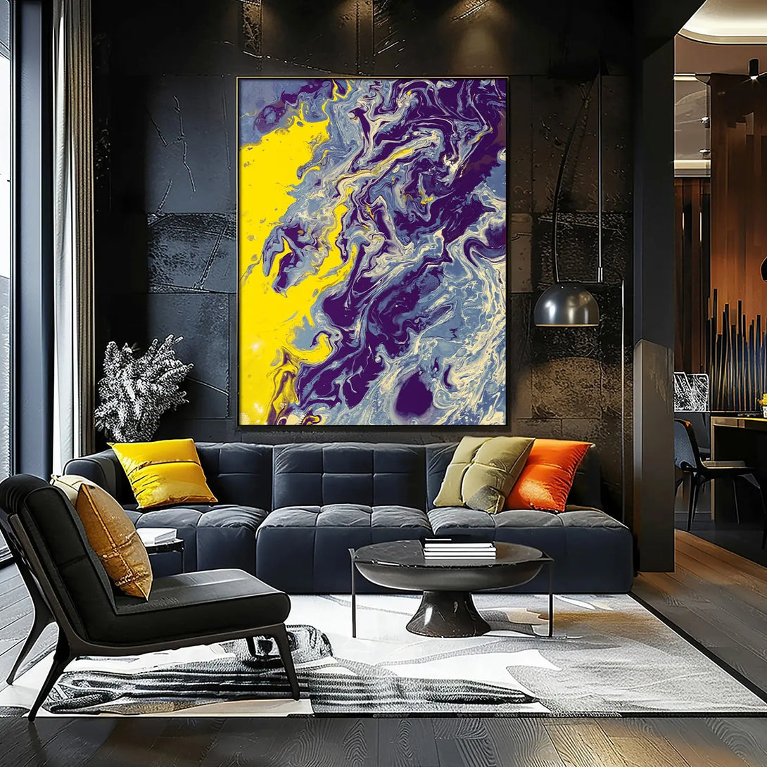 Blue & yellow graffiti fluid art GA#007 - iHomeArt