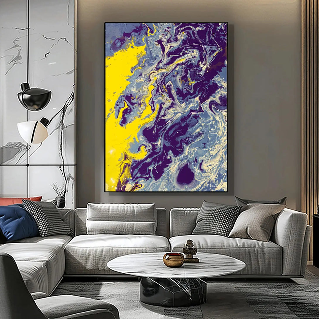 Blue & yellow graffiti fluid art GA#007 - iHomeArt