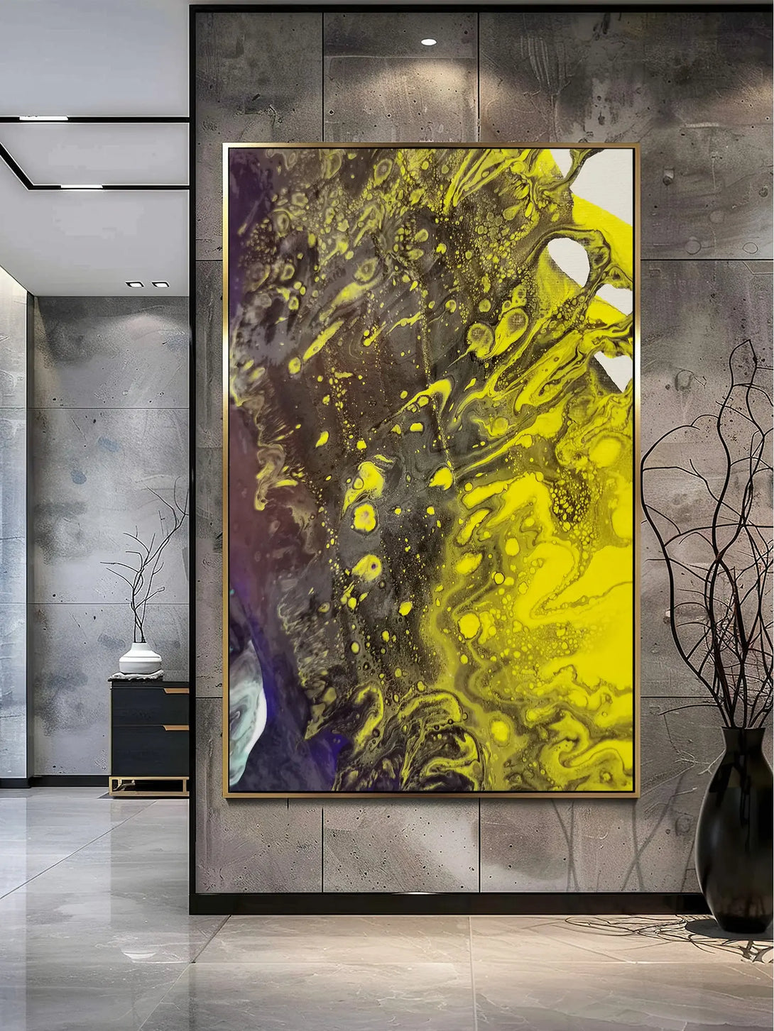 Yellow & black graffiti fluid art GA#011 - iHomeArt