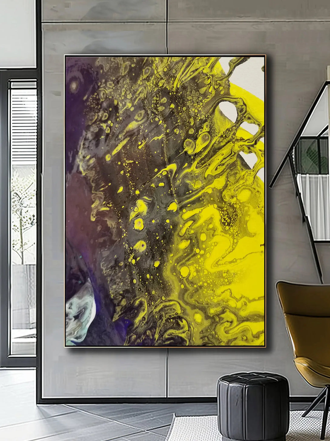 Yellow & black graffiti fluid art GA#011 - iHomeArt