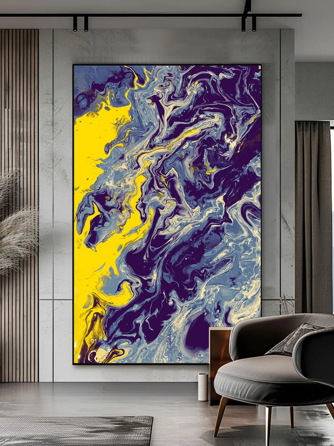 Blue & yellow graffiti fluid art GA#007 - iHomeArt