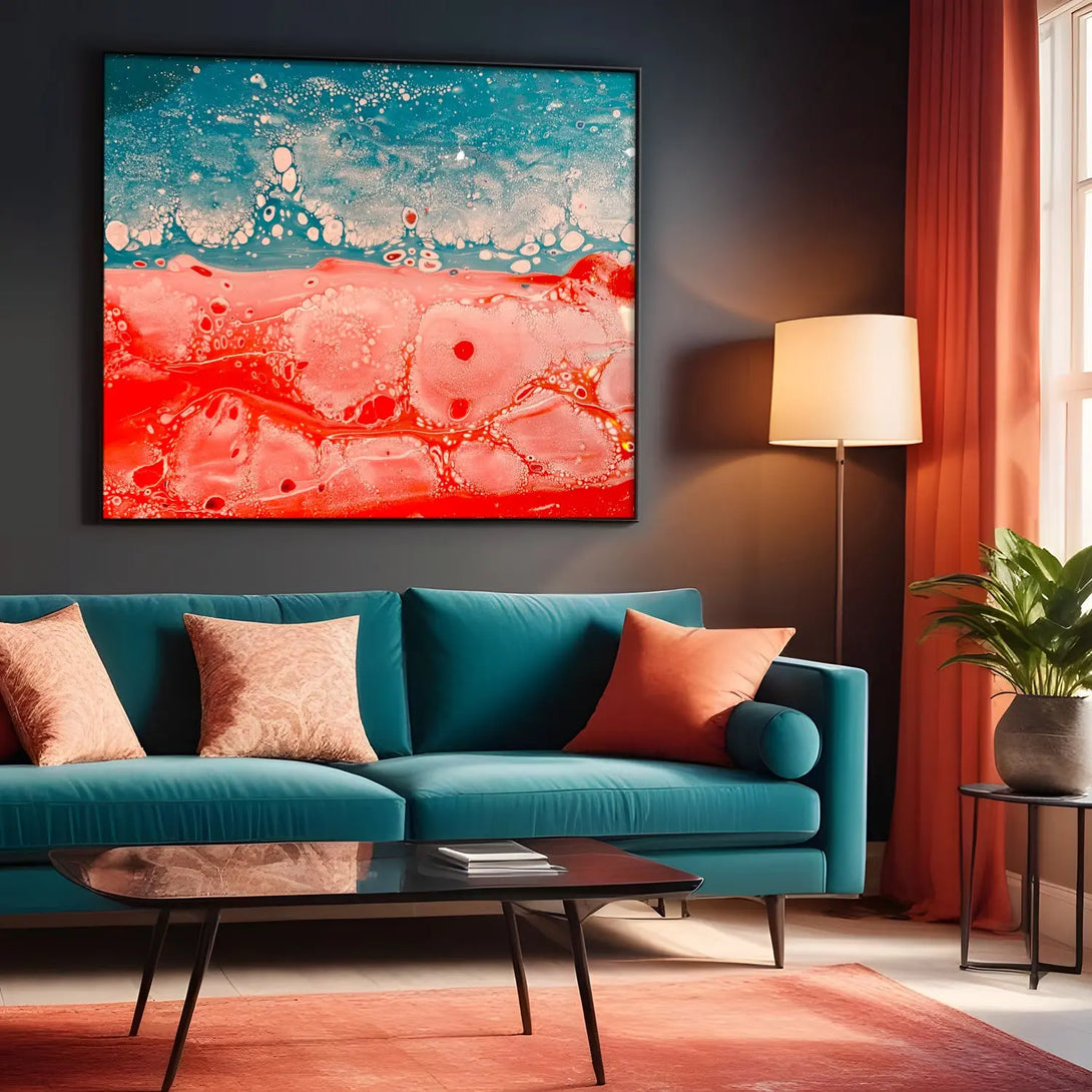 Red & blue graffiti fluid art GA#003 - iHomeArt