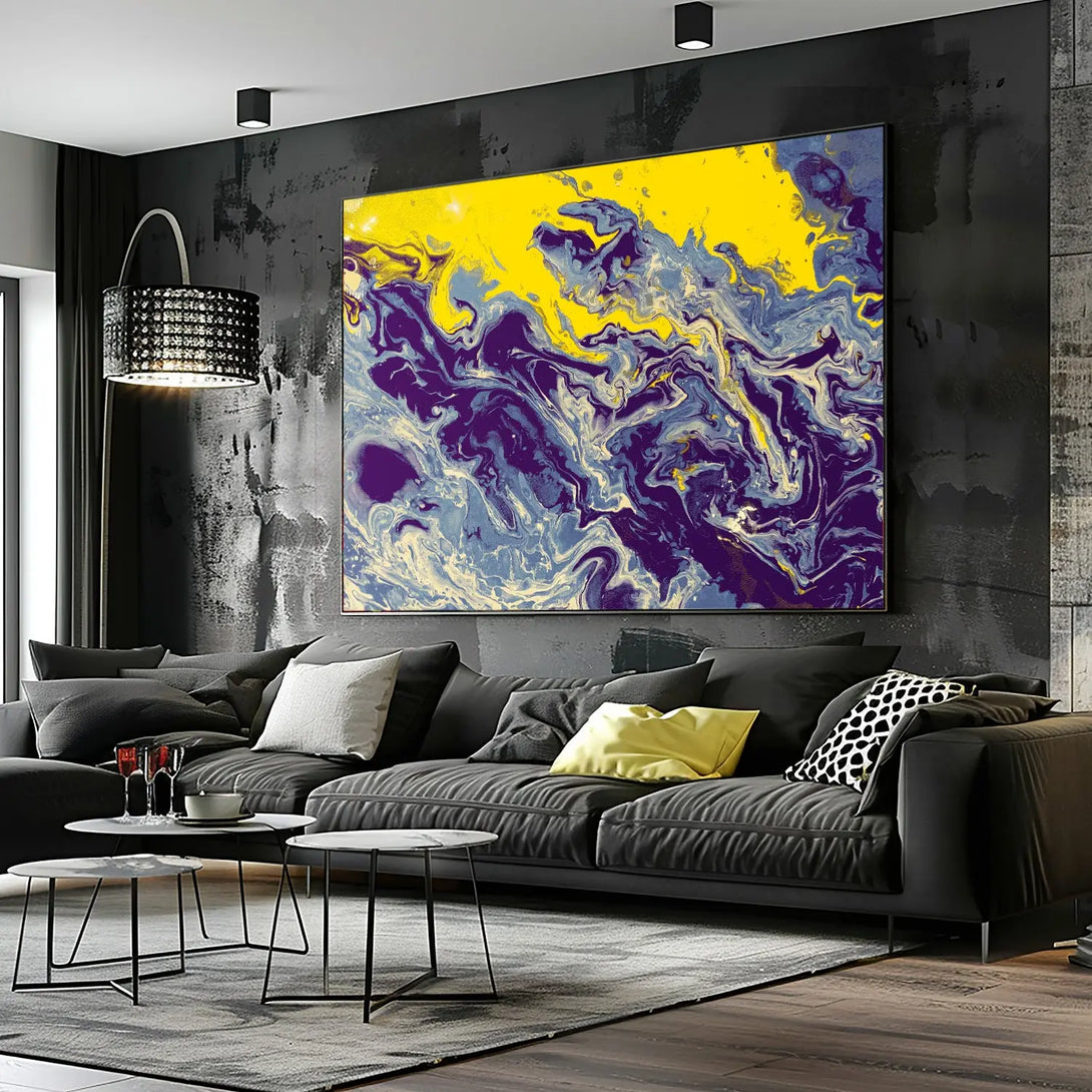 Blue & yellow graffiti fluid art GA#007 - iHomeArt