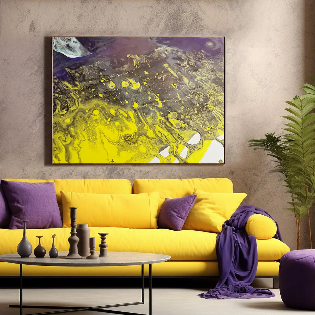 Yellow & black graffiti fluid art GA#011 - iHomeArt