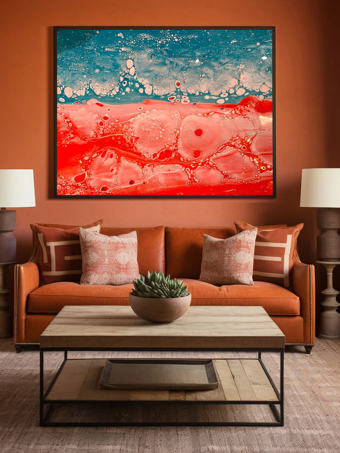 Red & blue graffiti fluid art GA#003 - iHomeArt