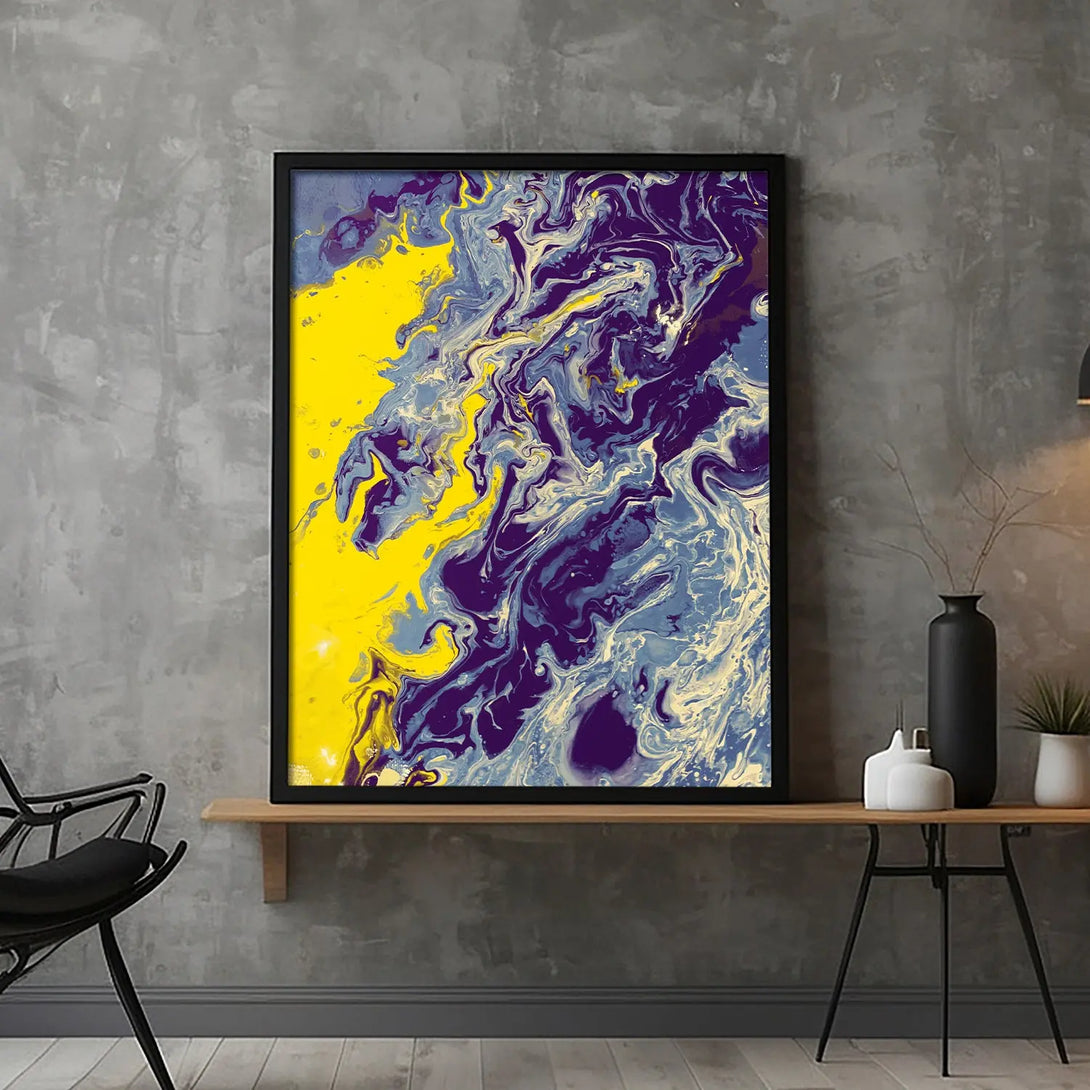 Blue & yellow graffiti fluid art GA#007 - iHomeArt