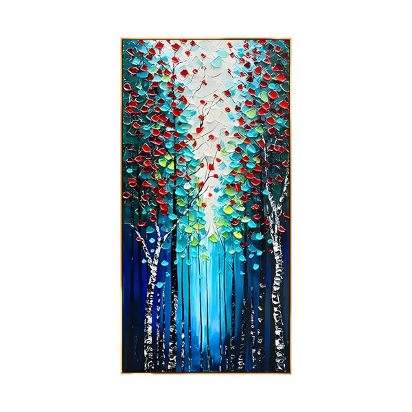 Textured colorful tree painting CA#993