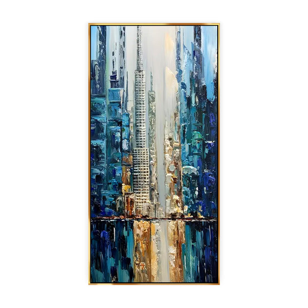 Colorful abstract cityscape acrylic painting CA#1143