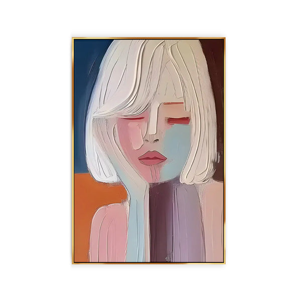 Textured colorful woman painting CA#968