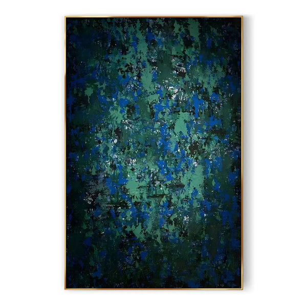 A large blue and green textured minimalist wall art 
