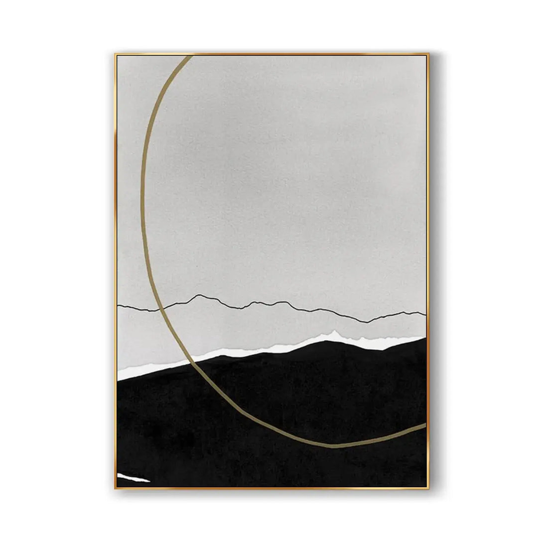 An abstract contemporary minimalist art in black and white.  