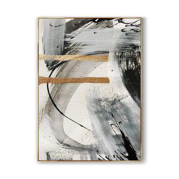 A contemporary minimalist art in black, white and gold 