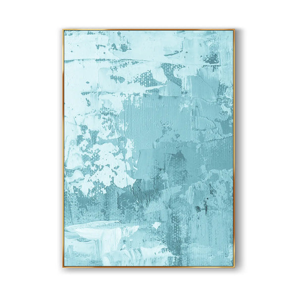 An abstract blue textured painting. 