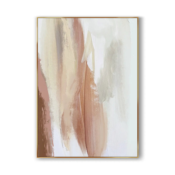 An abstract Wabi-sabi wall art piece in white, beige and red