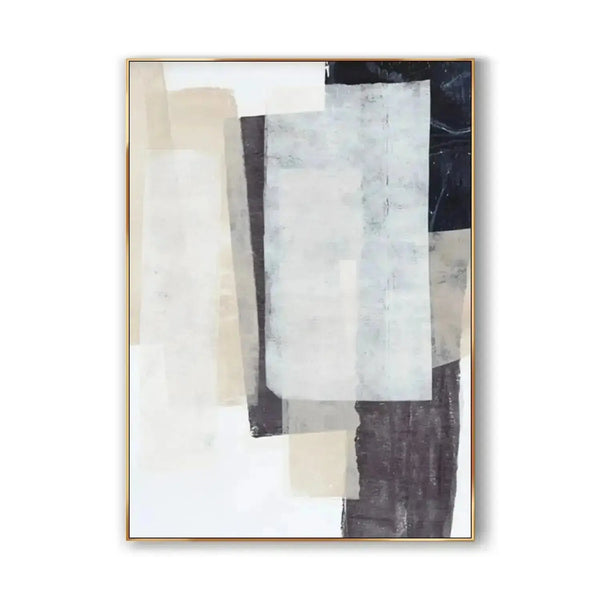 A contemporary beige and black minimalist painting in beige and black.
