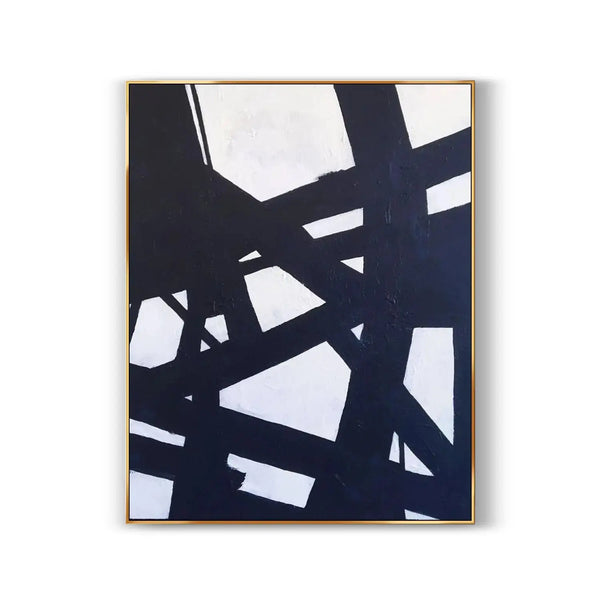 A contemporary minimalist artwork in black and white. 