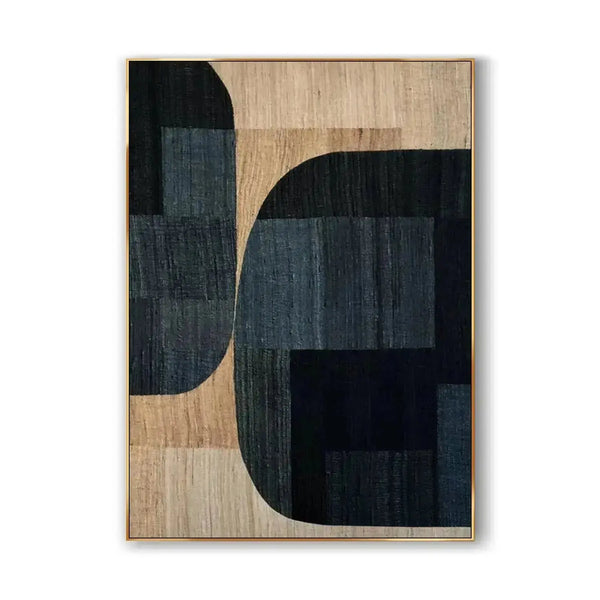 A contemporary minimalist artwork in beige and blue 
