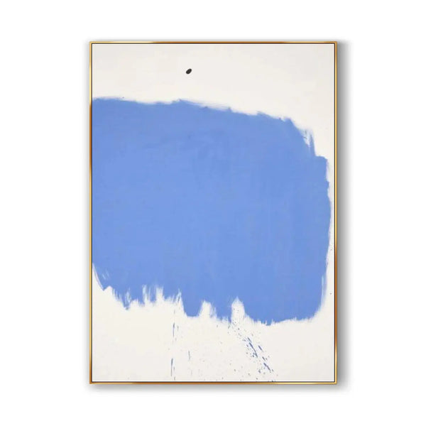 A contemporary minimalist artwork in blue and white 