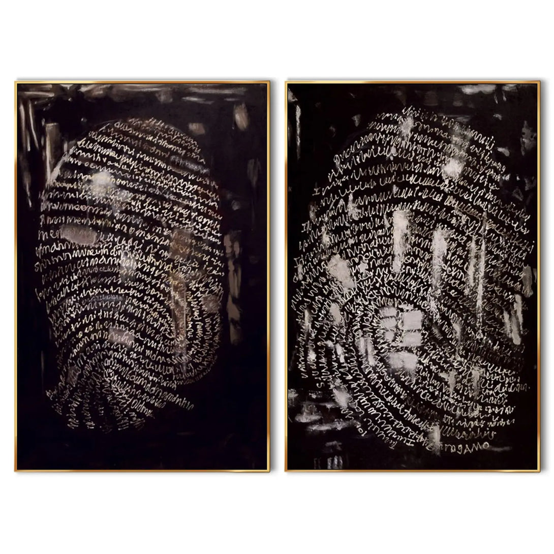 A set of 2 contemporary minimalist wall art in black and white  