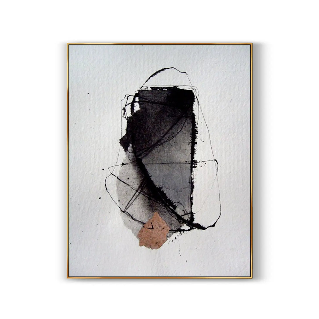A contemporary minimalist artwork in white, black and a slight tinge of beige 
