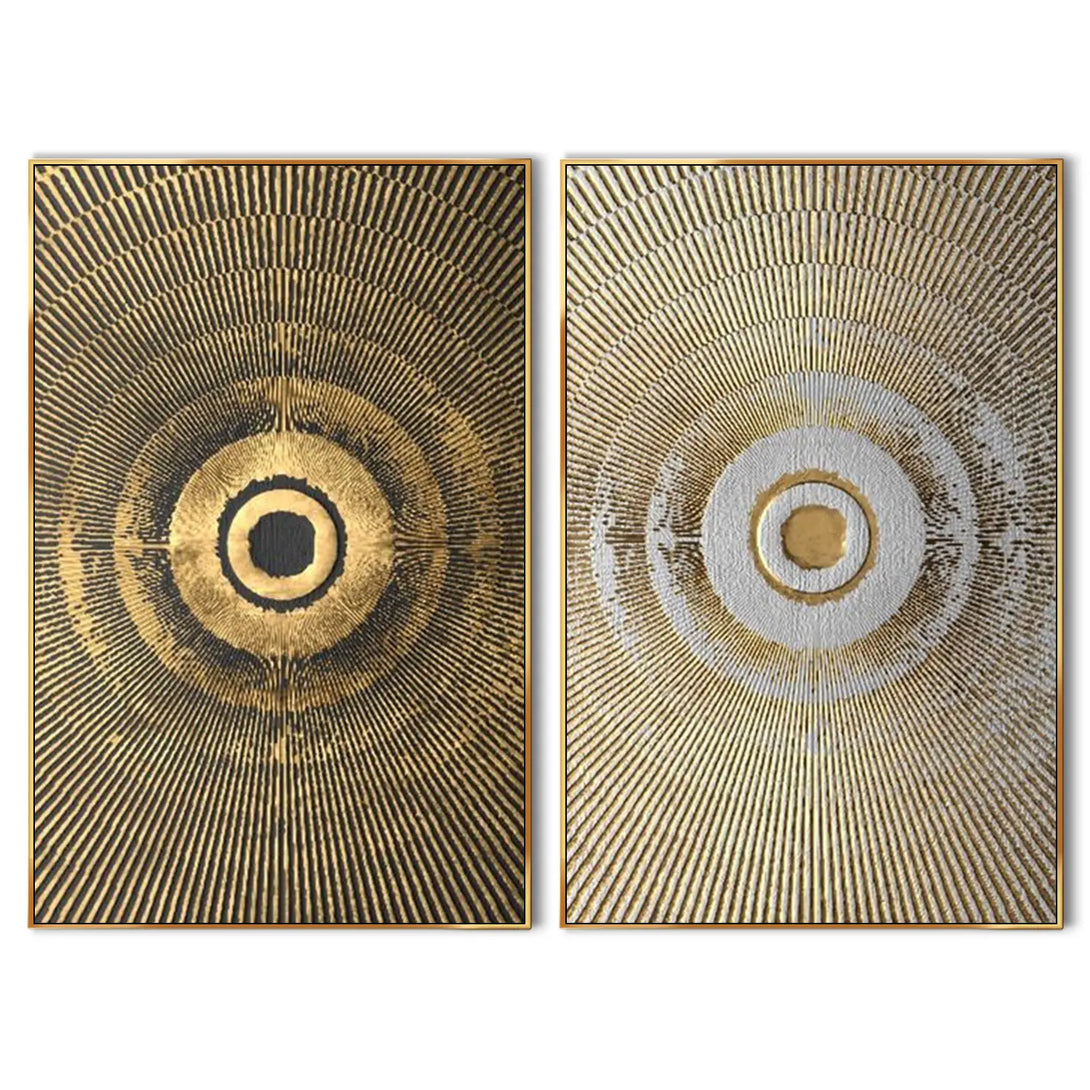 A large textured plaster art with a set of 2, made from acrylic and quartz sand.