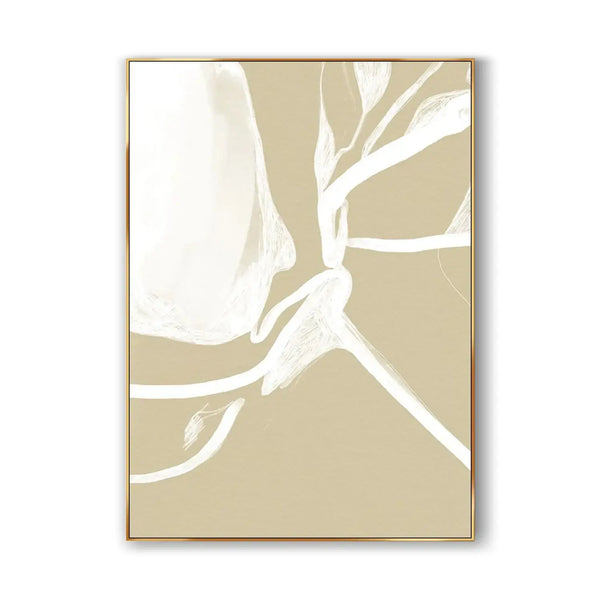 An abstract minimalist art with white and beige beautifully and randomly  coexisting 