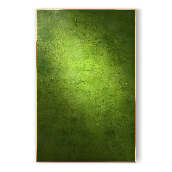 a large green abstract textured wall art in minimalist style 
