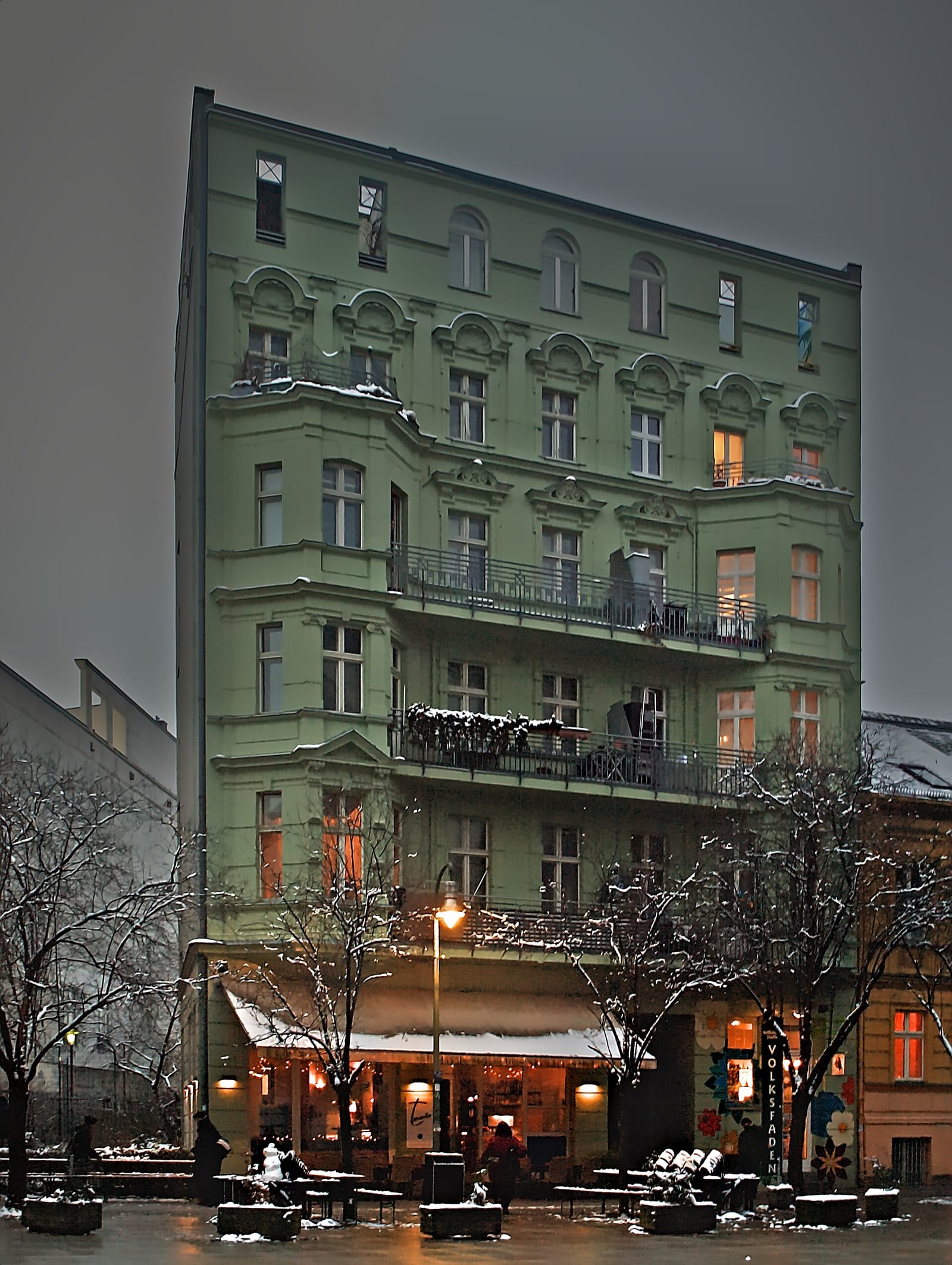 Late nineteenth-century Gründerzeit tenement in Berlin-Schöneberg with stucco facade and balconies