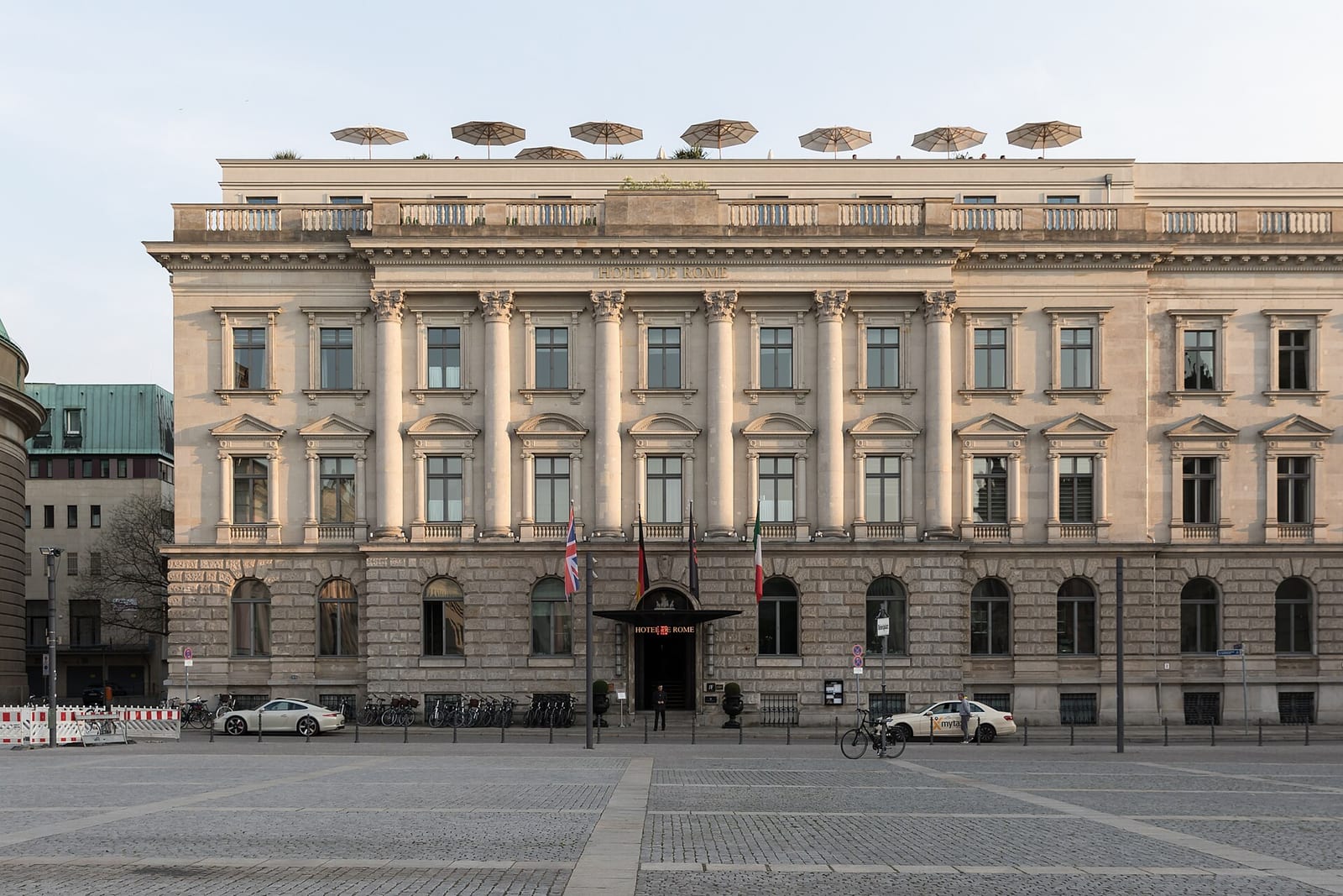 Facade of the Hotel de Rome on Bebelplatz in Berlin, a converted bank building
