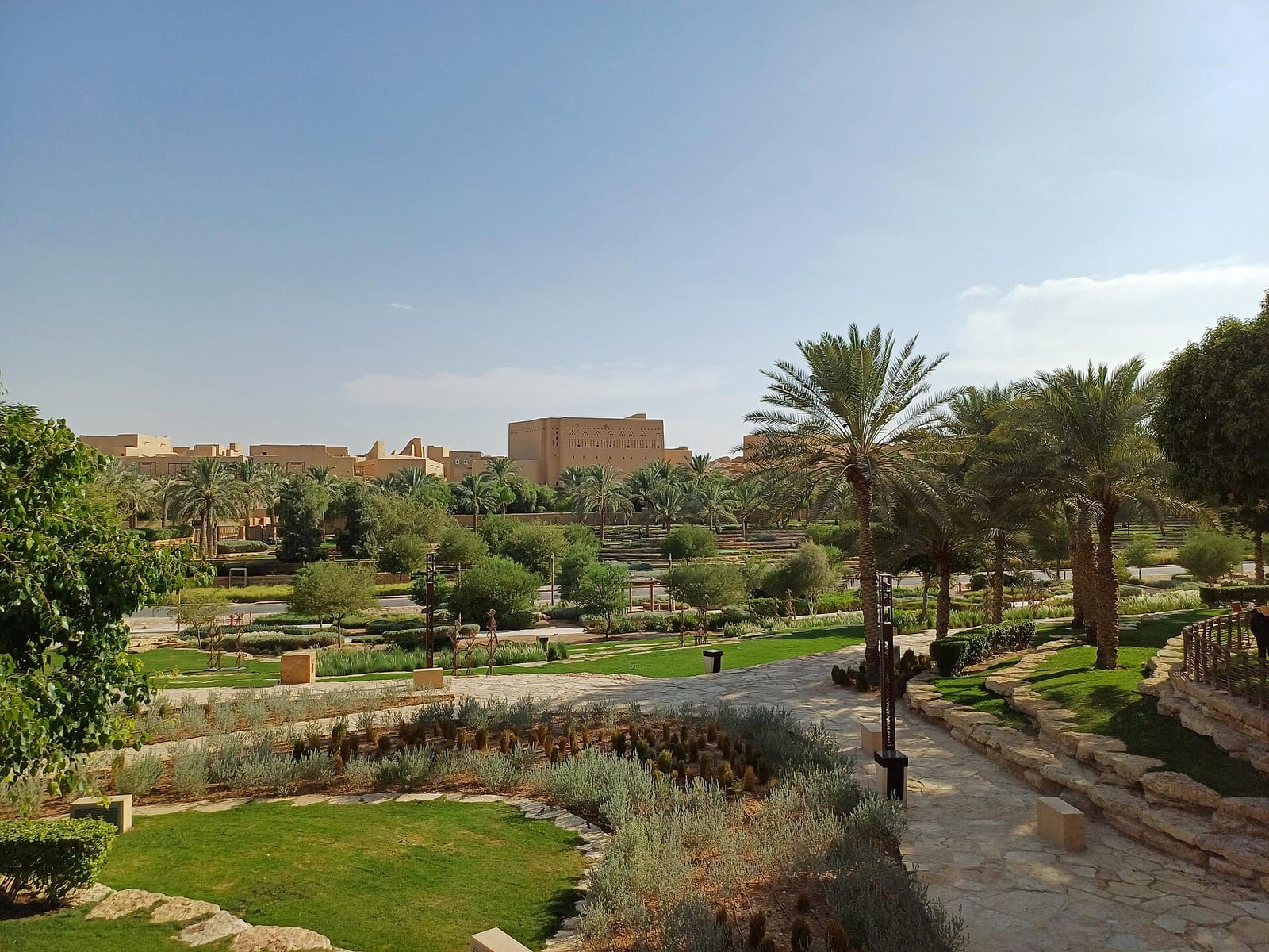 Mud-brick Najdi walls and towers of the At-Turaif district in Diriyah, near Riyadh, photographed in July 2024.